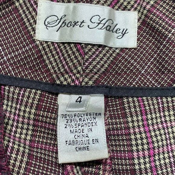 Sport Haley Plaid Golf Shorts Size 4 Pink Fuschia Brown Bermuda Casual Summer - Picture 2 of 3